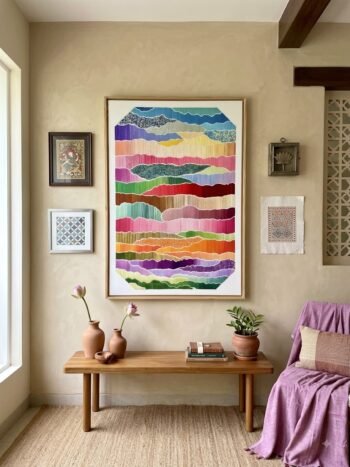 Spring Flower Bed – Large-Scale Hand-Embroidered Canvas (48" x 32")